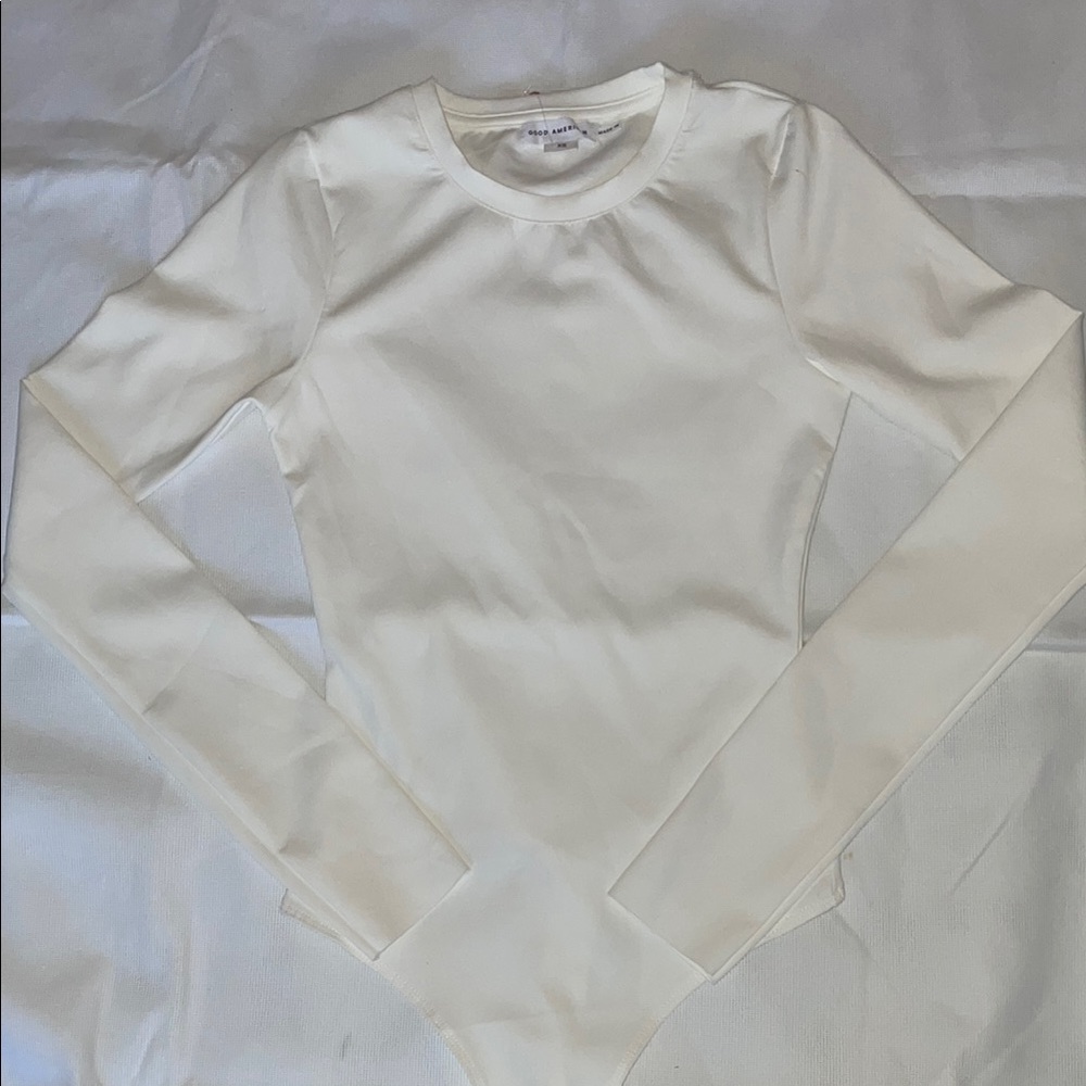 Good American Scuba Crew Bodysuit in White001